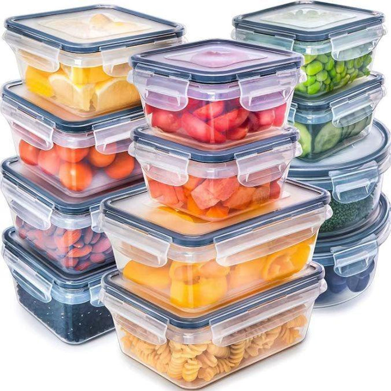 Essential 48-Piece Food Storage Box Set with 24 Lids & 24 Containers Sealed Plastic Utensil Set for Pantry Travel Outdoor Picnic Kitchen Tidying Includes Labels Markings Glass Milk