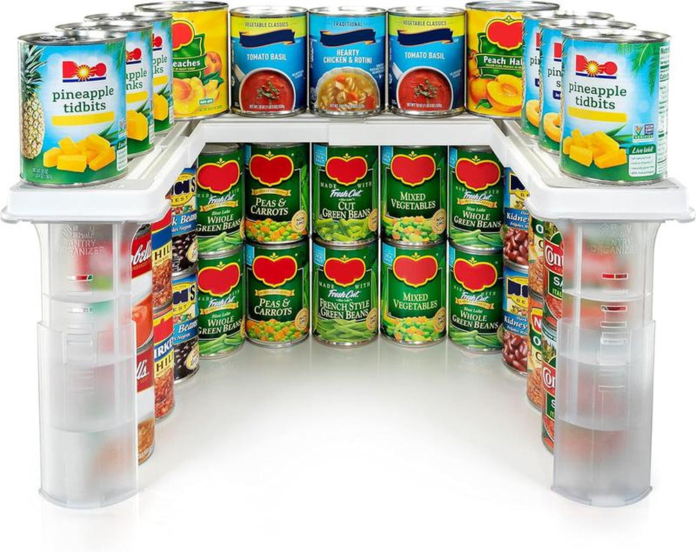 Adjustable Pantry Spice Rack & Can Storage Organizer - 1 Box with 4 Legs, 360-Degree Rotating Design, High-Quality Plastic Storage Organizer for Kitchen