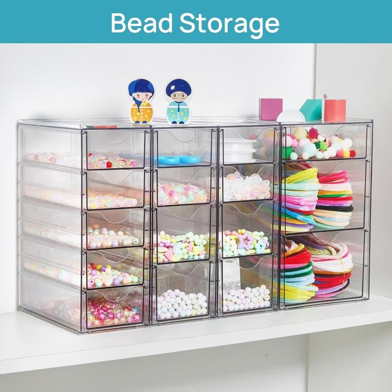 Vtopmart Acrylic Organizer With10-32Drawers Clear Storage Drawers for Office Supplies Desk Organization and Storage for Makeup Jewelry Art Crafts Non-Slip Silicone Pad Variety of Drawer Options for Desk Vanity Fridge Bathroom Pantry