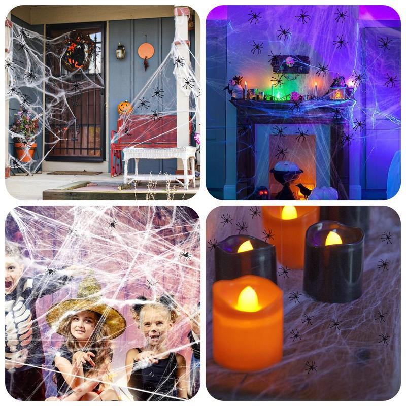 GKGG 900 Sqft Halloween Spider Webs Decorations with 30 Extra Fake Spiders, Super Practical Spider Web for Halloween Decor Indoor and Outdoor White