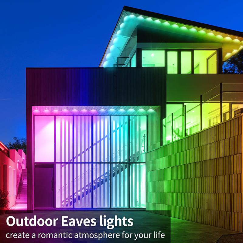 Permanent Outdoor Lights for House,Rgb Eaves Lights with App & Remote Control, Outdoor String LED IP67 Waterproof for Christmas, Halloween, New Year, Holidays Roof Eaves House Garden Decor