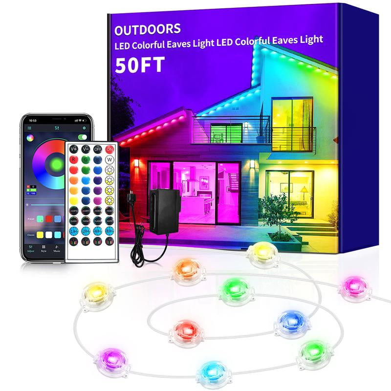 Permanent Outdoor Lights for House,Rgb Eaves Lights with App & Remote Control, Outdoor String LED IP67 Waterproof for Christmas, Halloween, New Year, Holidays Roof Eaves House Garden Decor