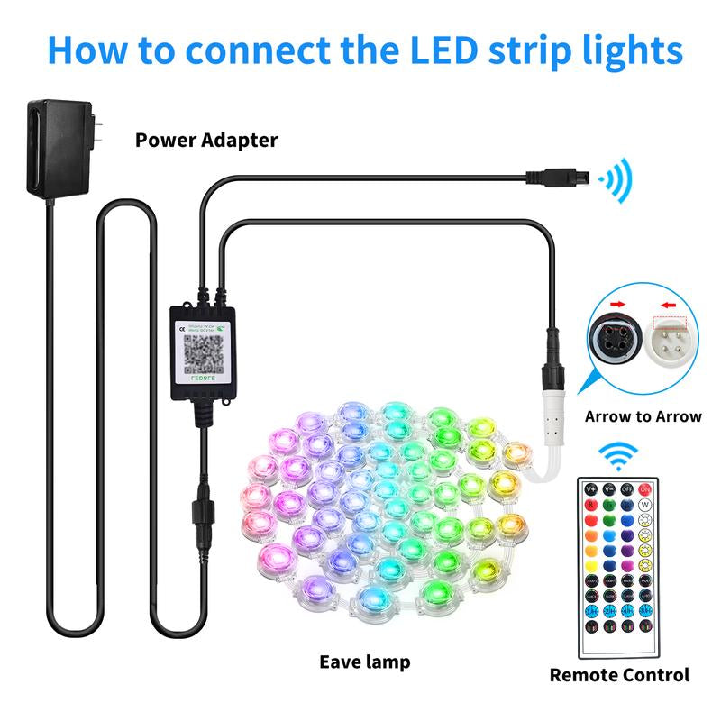 Permanent Outdoor Lights for House,Rgb Eaves Lights with App & Remote Control, Outdoor String LED IP67 Waterproof for Christmas, Halloween, New Year, Holidays Roof Eaves House Garden Decor