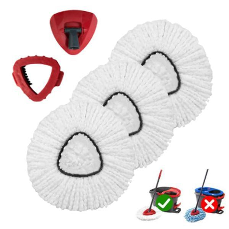 3-Pack Reusable Mop Head Replacement for O Cedar Easywring 1-Tank System, Microfiber Spin Mop Refills Compatible with Vileda 2-In-1 Turbo Triangle Brush Household Items