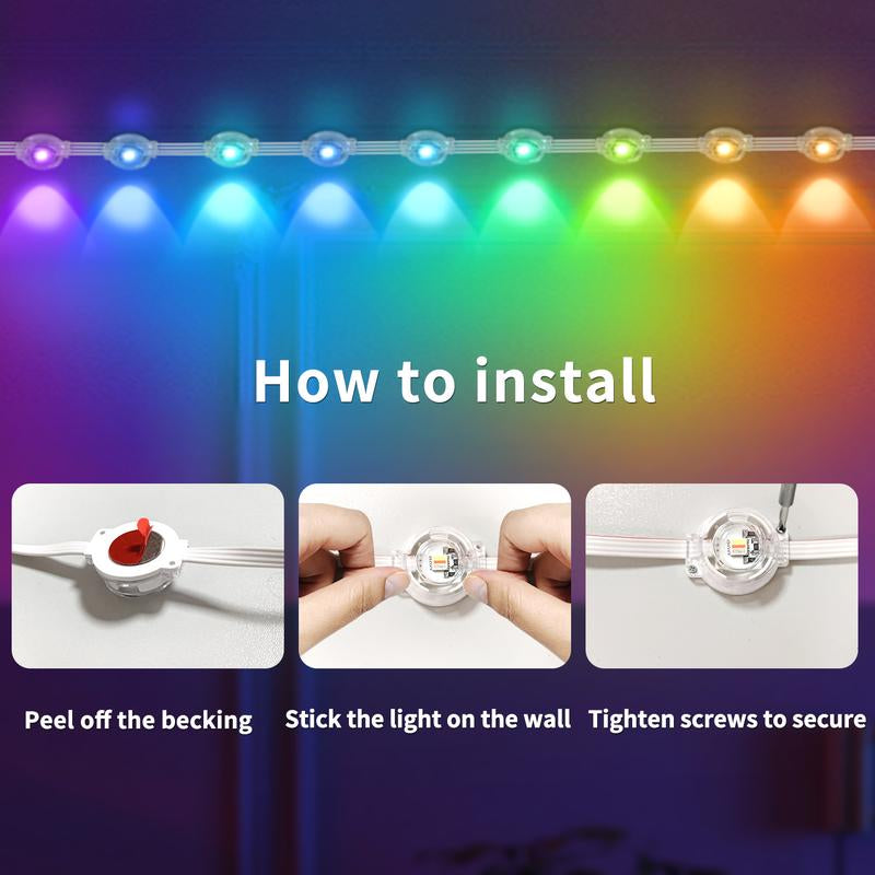 Permanent Outdoor Lights for House,Rgb Eaves Lights with App & Remote Control, Outdoor String LED IP67 Waterproof for Christmas, Halloween, New Year, Holidays Roof Eaves House Garden Decor