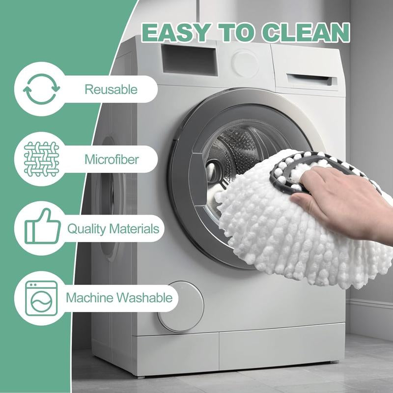 3-Pack Reusable Mop Head Replacement for O Cedar Easywring 1-Tank System, Microfiber Spin Mop Refills Compatible with Vileda 2-In-1 Turbo Triangle Brush Household Items
