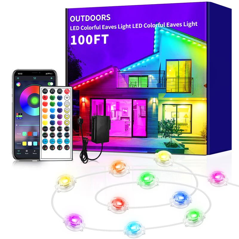 Permanent Outdoor Lights for House,Rgb Eaves Lights with App & Remote Control, Outdoor String LED IP67 Waterproof for Christmas, Halloween, New Year, Holidays Roof Eaves House Garden Decor