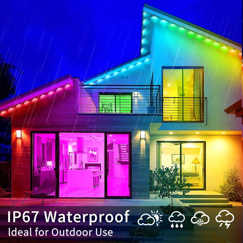 Permanent Outdoor Lights for House,Rgb Eaves Lights with App & Remote Control, Outdoor String LED IP67 Waterproof for Christmas, Halloween, New Year, Holidays Roof Eaves House Garden Decor