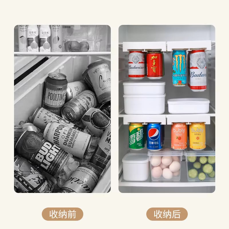 Cajón de almacenamiento para refrigerador, diseñado para optimizar el espacio, organizar latas y botellas de manera eficiente. Con un diseño futurista y modular, adaptándose al estilo de vida moderno con un toque minimalista.