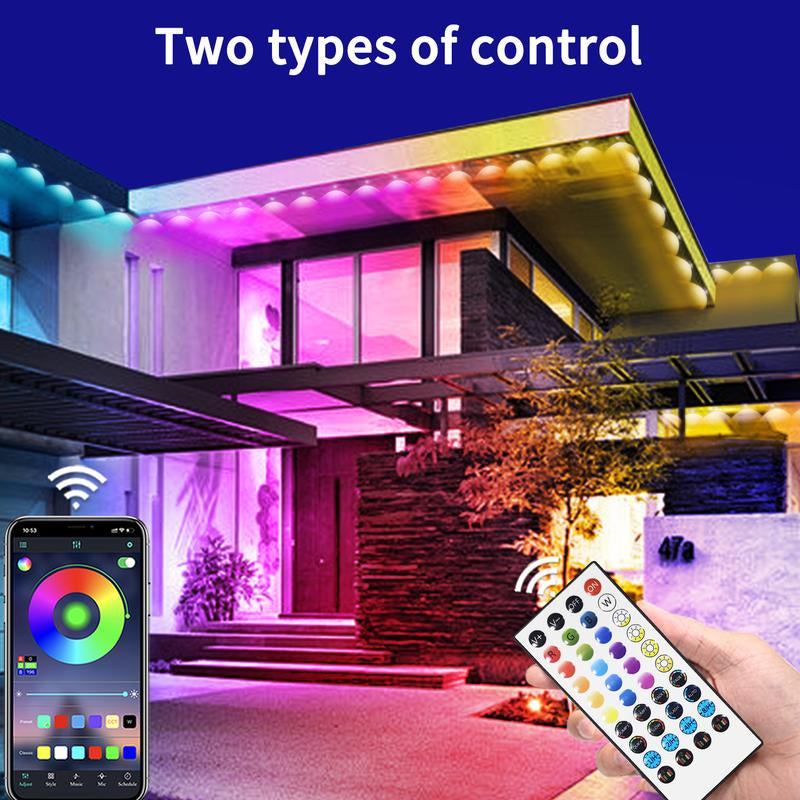 Permanent Outdoor Lights for House,Rgb Eaves Lights with App & Remote Control, Outdoor String LED IP67 Waterproof for Christmas, Halloween, New Year, Holidays Roof Eaves House Garden Decor