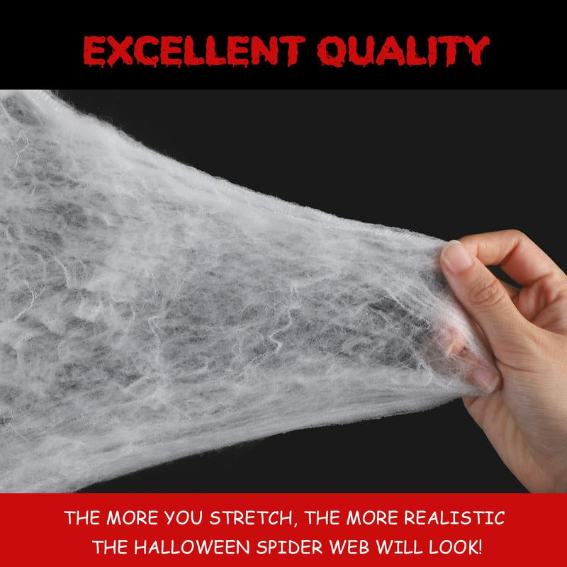 GKGG 900 Sqft Halloween Spider Webs Decorations with 30 Extra Fake Spiders, Super Practical Spider Web for Halloween Decor Indoor and Outdoor White