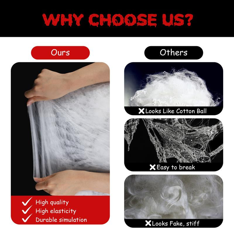 GKGG 900 Sqft Halloween Spider Webs Decorations with 30 Extra Fake Spiders, Super Practical Spider Web for Halloween Decor Indoor and Outdoor White